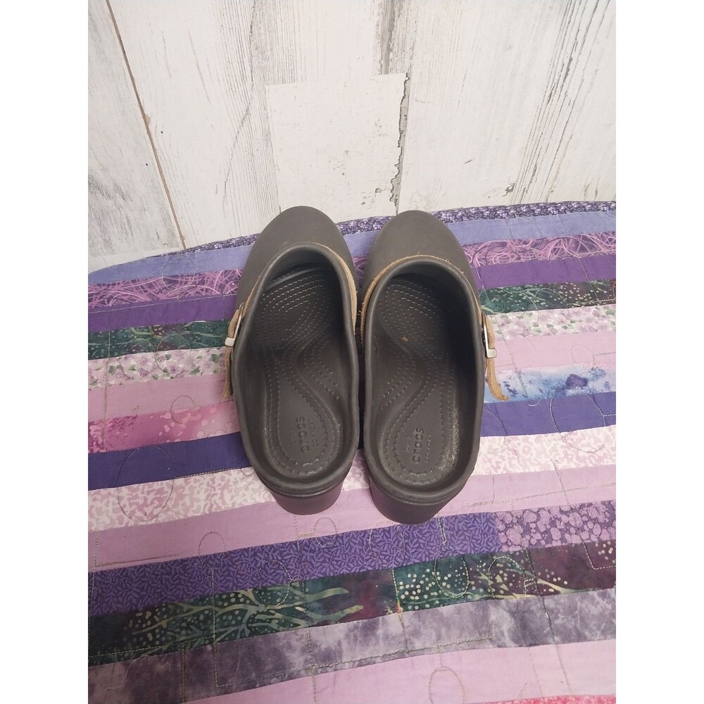 Crocs Shoes Brown Sarah Espresso Croslite Slip On Mule Clog Women's Size 6 - Picture 6 of 8